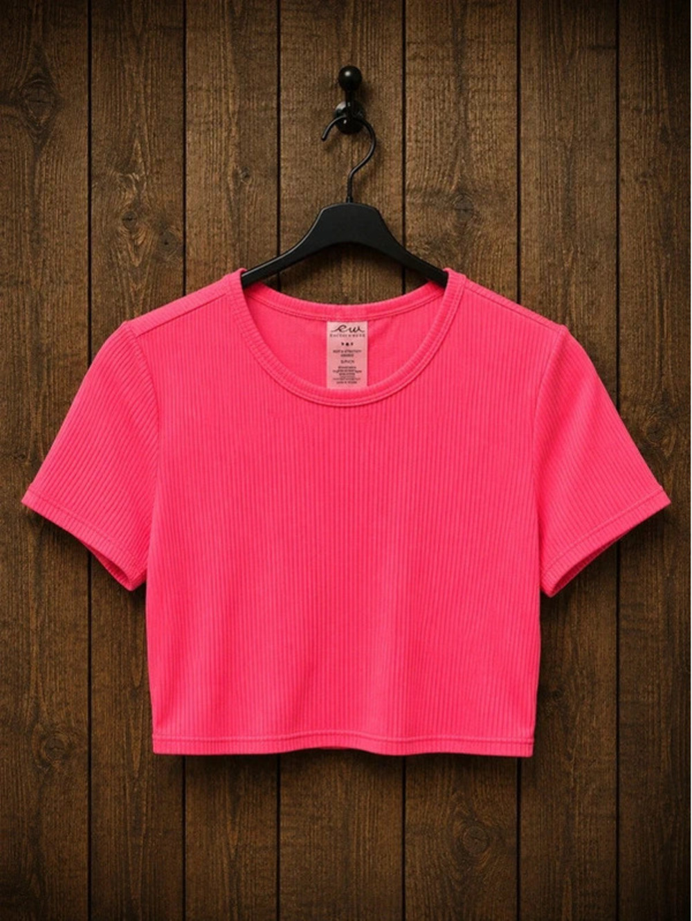 NWT Hot pink ribbed swim top, women's large